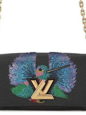 Louis Vuitton Chain Wallet Epi Sequin Portefeuille Twist Bird Noir Black